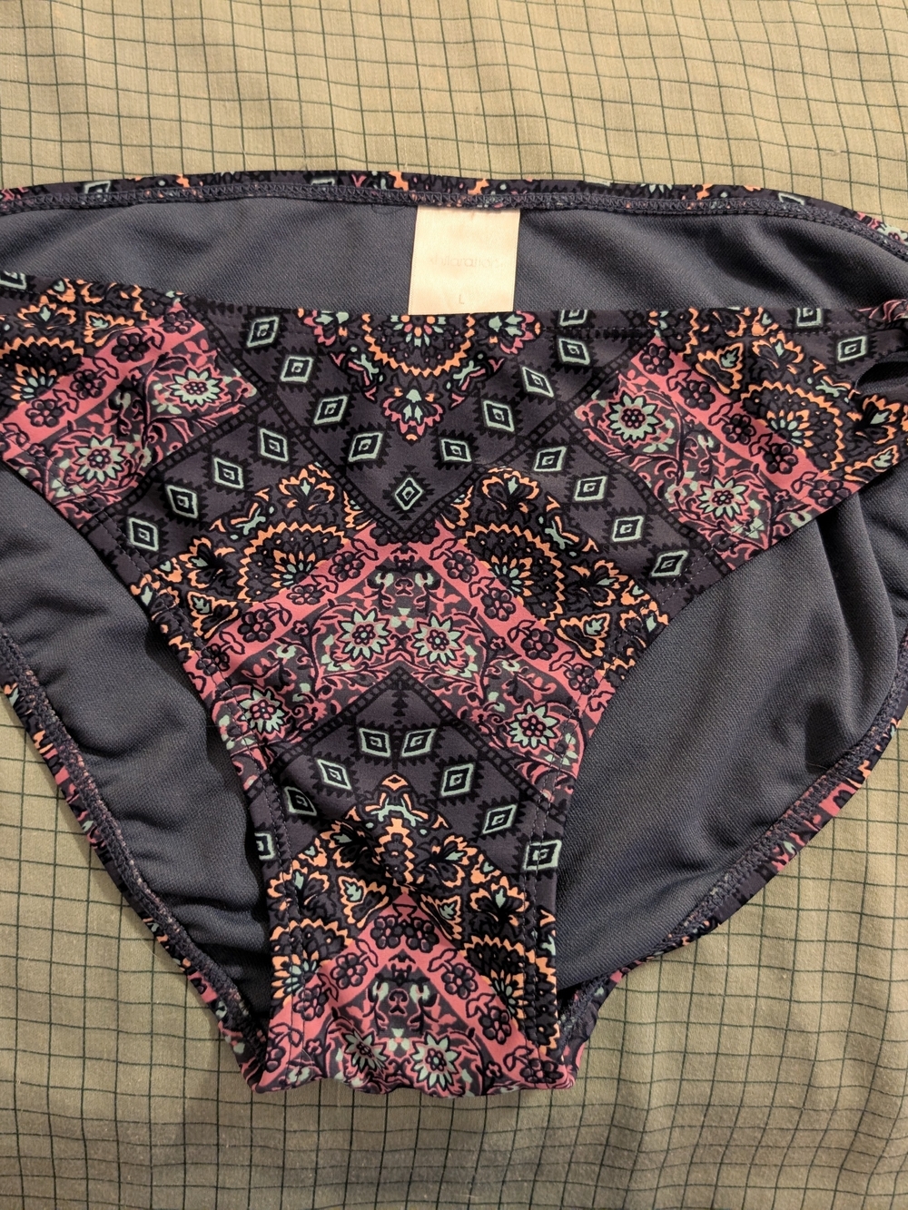 Xhilaration Bikini Bottoms in Purple and Black Floral Geo Print
